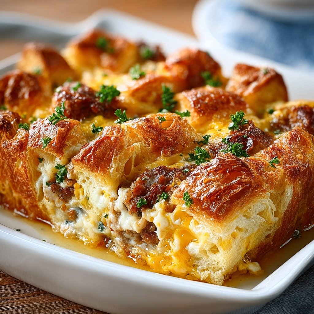 Overnight Croissant Breakfast Casserole