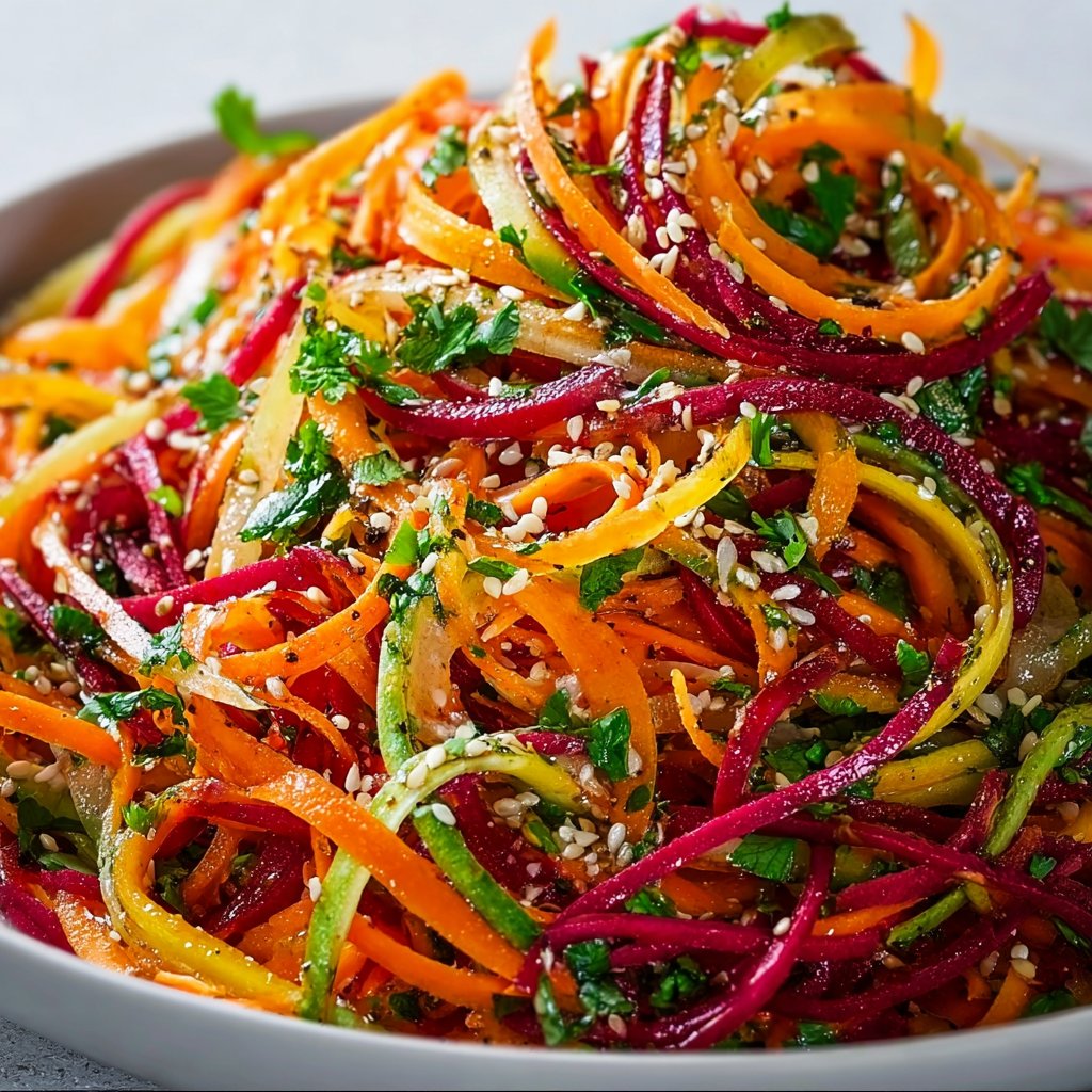 Shaved Rainbow Carrot Sesame Salad