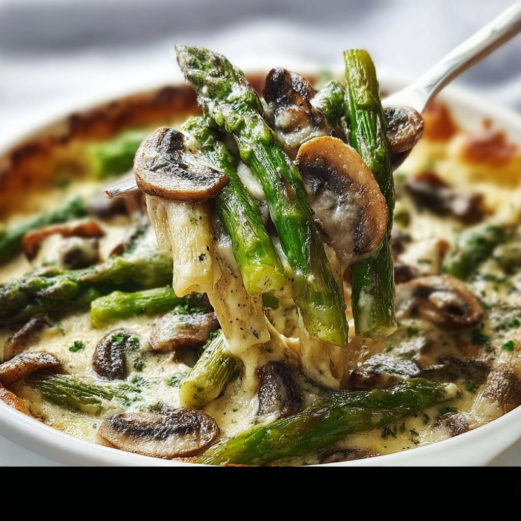 Creamy Asparagus and Mushroom Bake