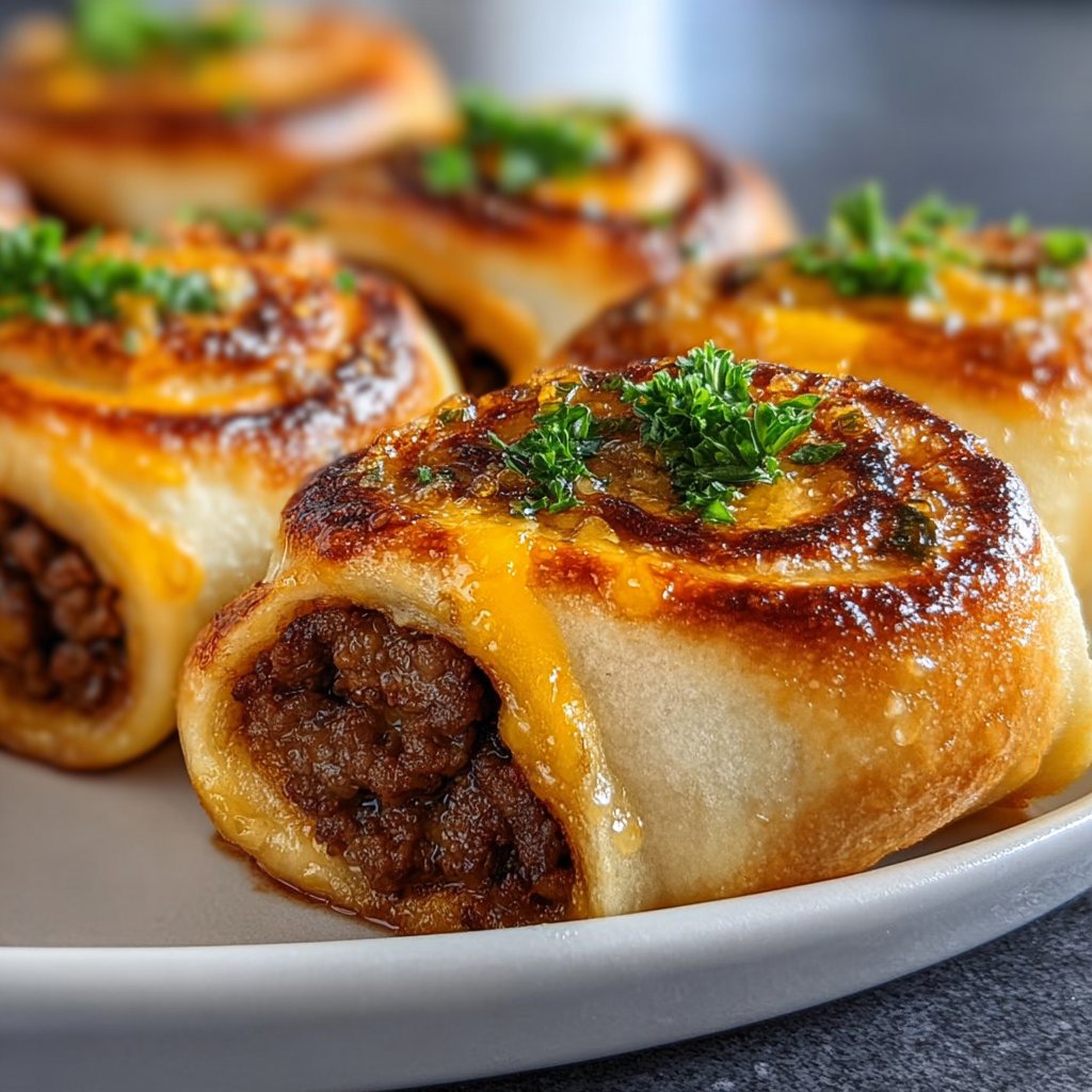 Garlic Butter Beef Cheeseburger Rollups