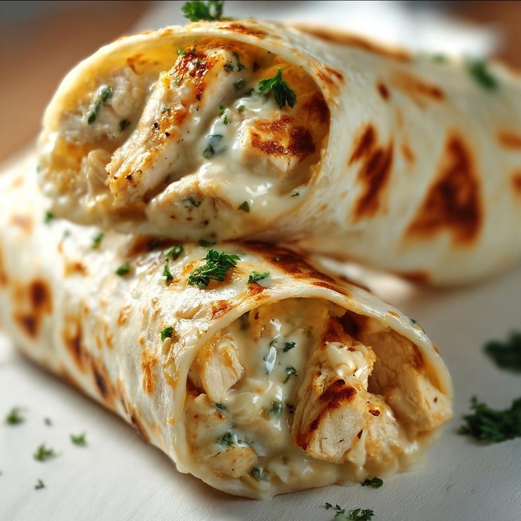 Cheesy Chicken Garlic Wraps