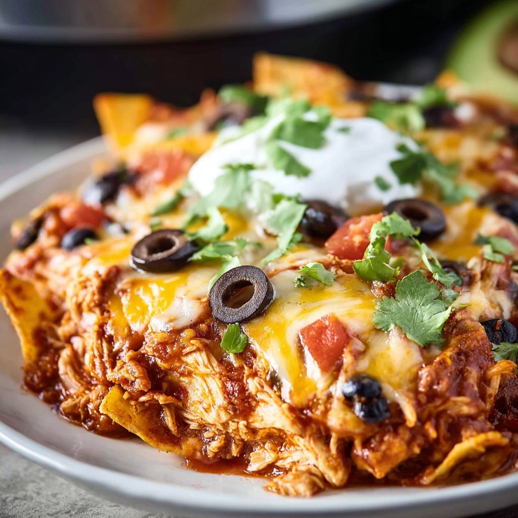 Crockpot Chicken Enchilada Casserole