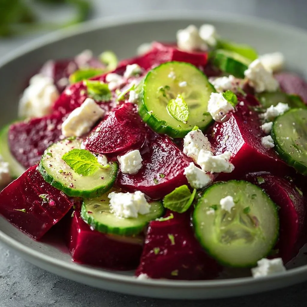 Vibrantly Easy Beet Salad with Feta and Cucumbers Delight