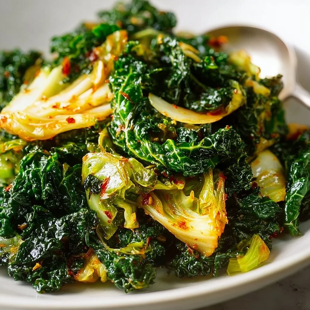 Best Garlic Sautéed Cabbage Kale Skillet