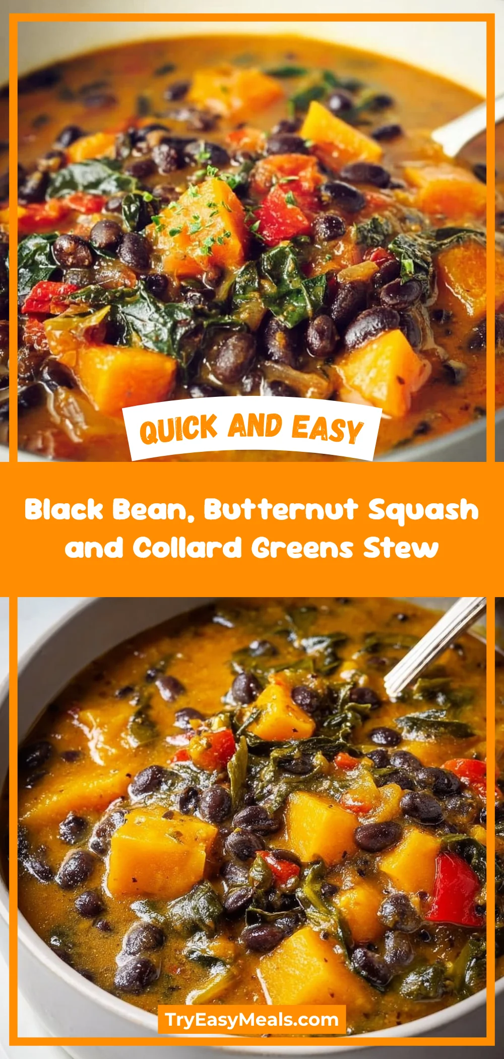 Black Bean, Butternut Squash and Collard Greens Stew