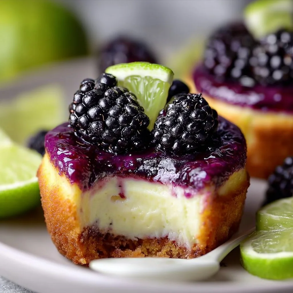 Blackberry Lime Cheesecake Cupcakes - Easy Recipe