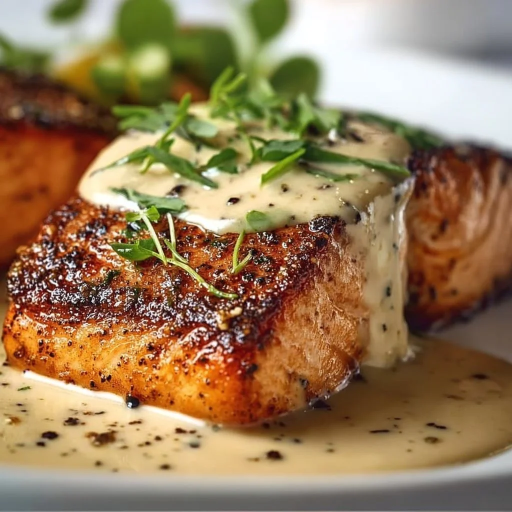 Blackened Salmon with Dijon Cream Sauce