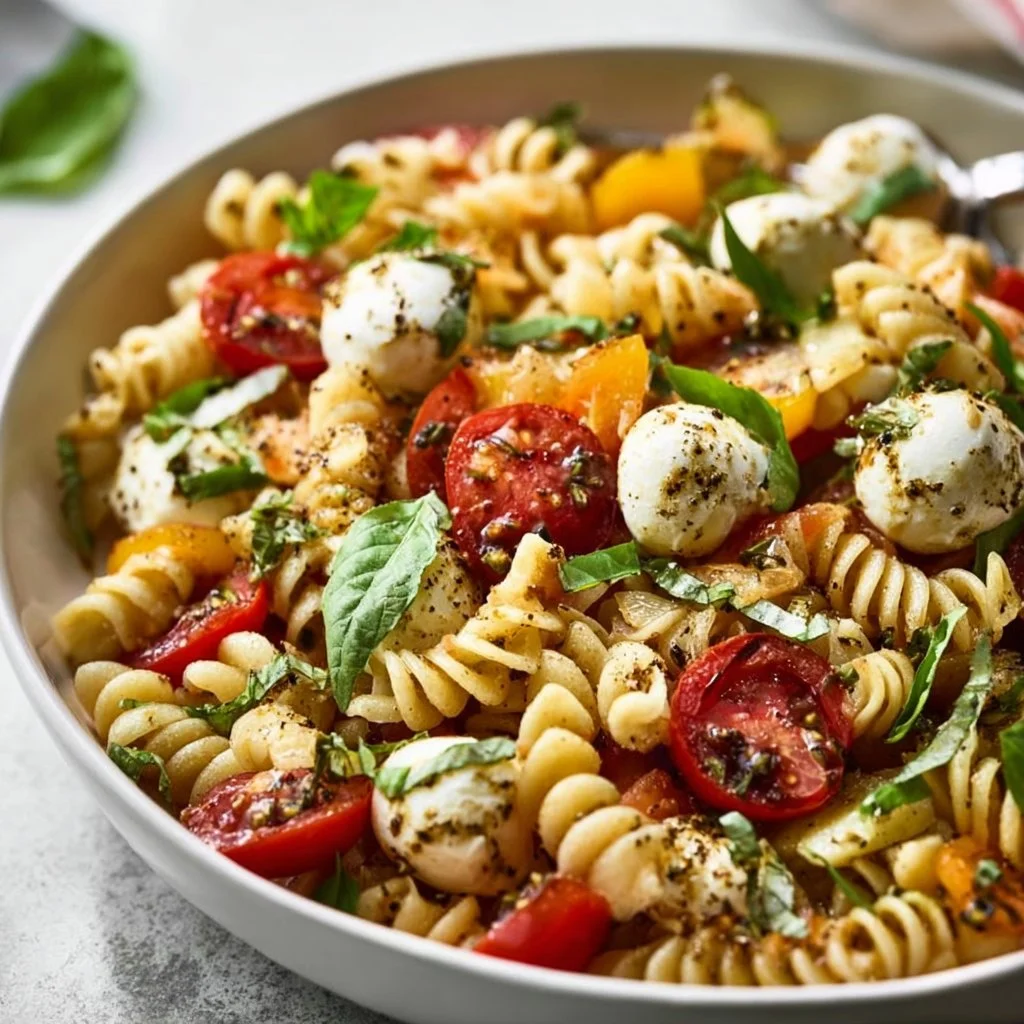 Bruschetta Pasta Salad With Mini Mozzarella Balls