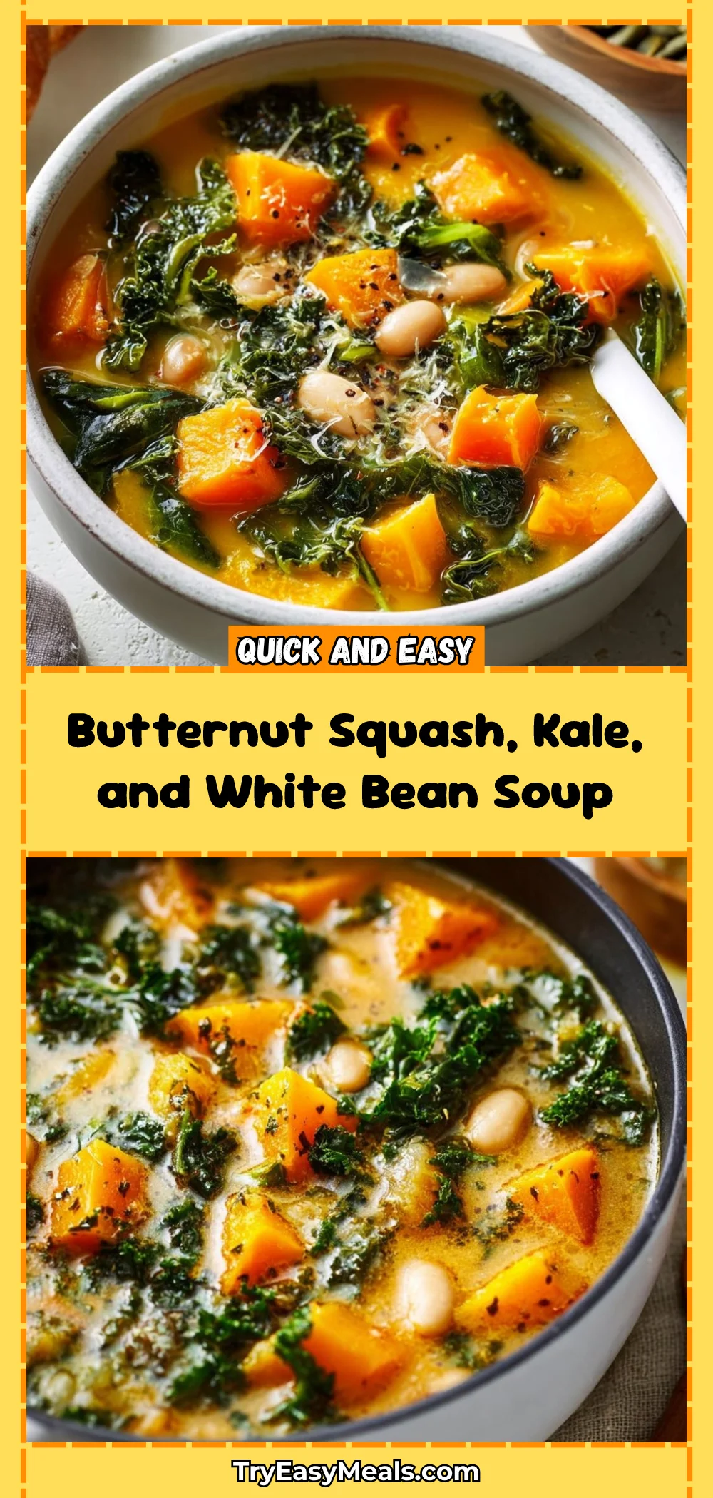 Butternut Squash, Kale, and White Bean Soup