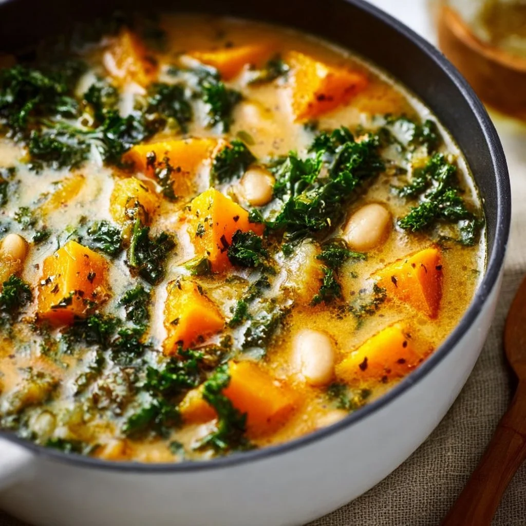Butternut Squash, Kale, and White Bean Soup