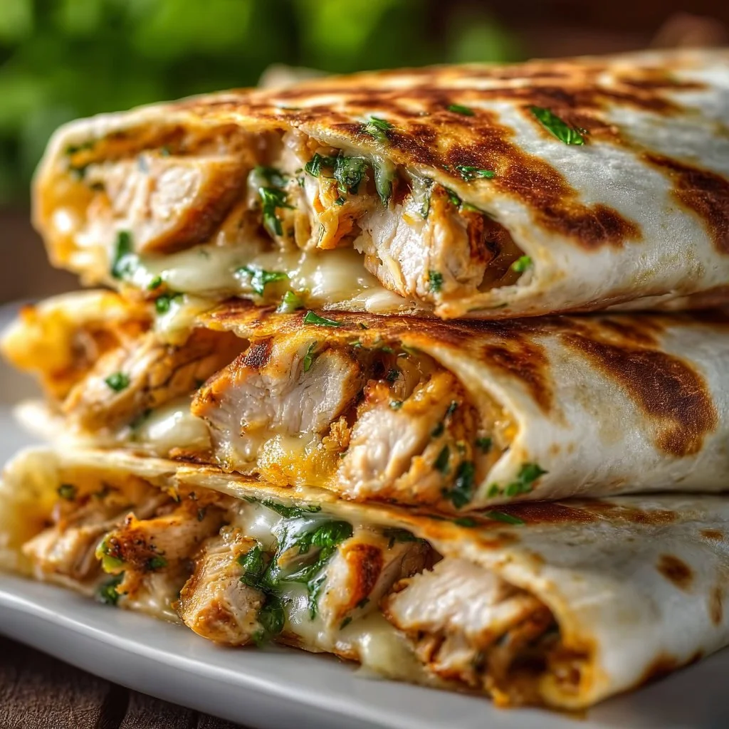 Cheesy Garlic Chicken Wraps
