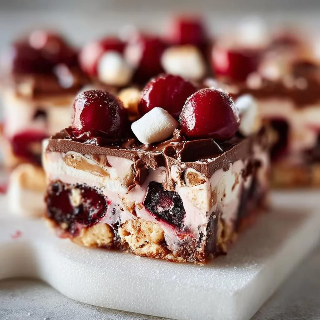 Cherry Marshmallow Fudge Bars