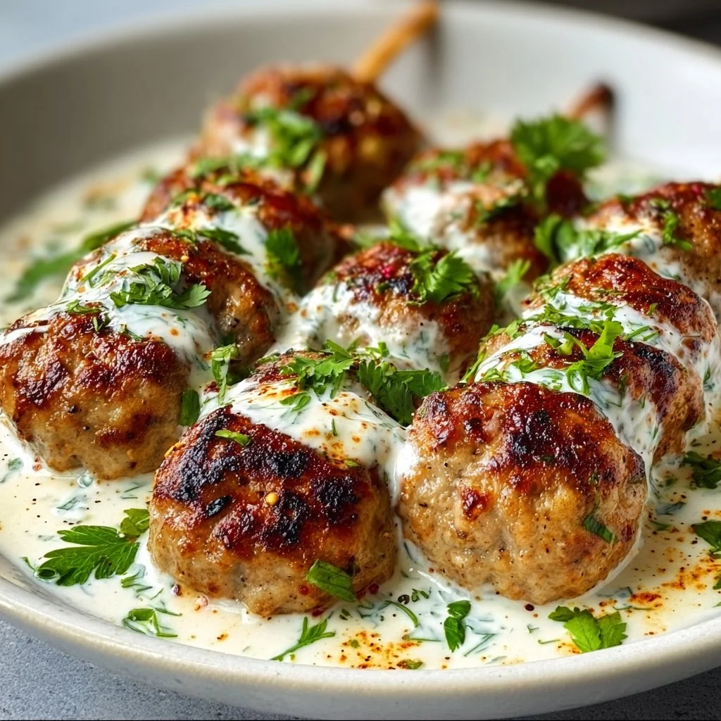 Chicken Kofta with Creamy Garlic Yogurt Sauce
