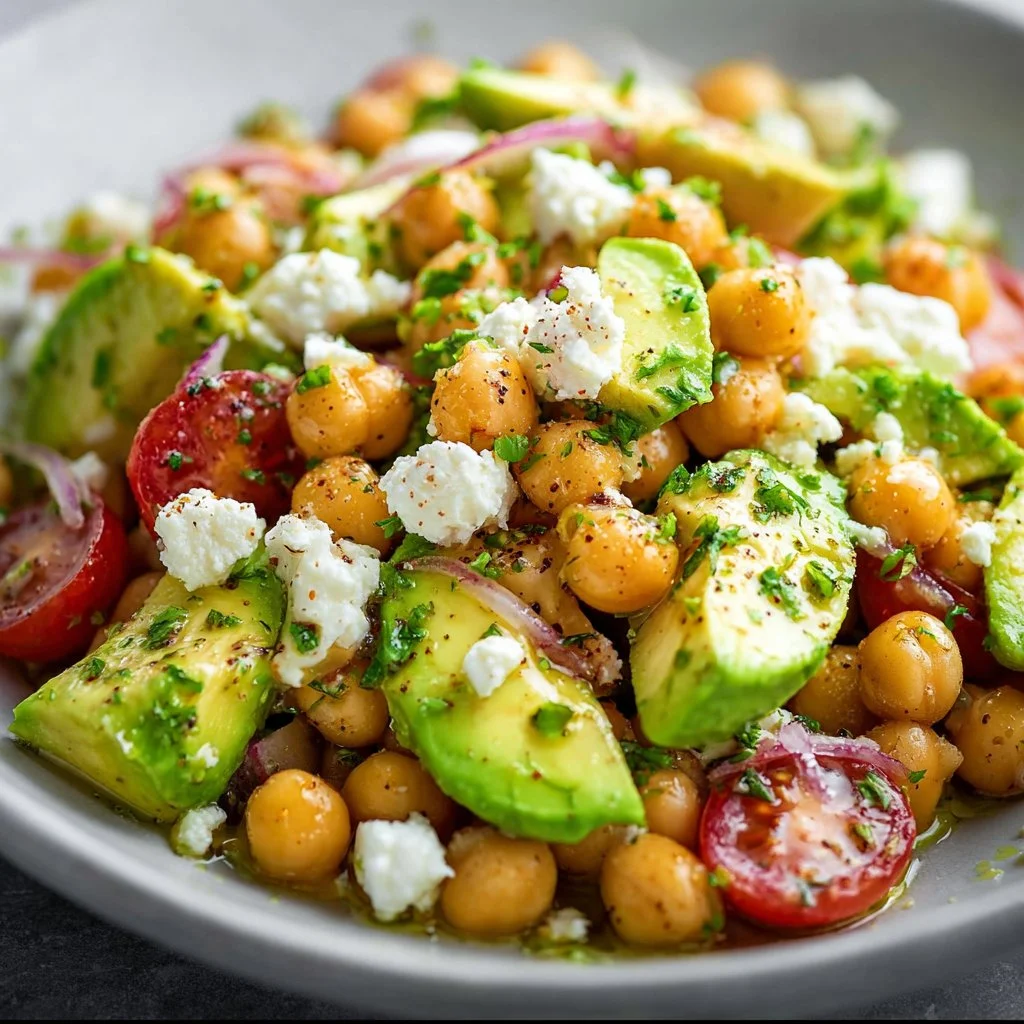 Chickpea Feta Avocado Salad