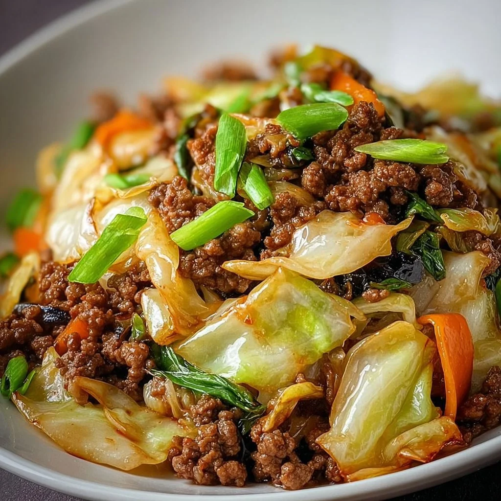Savory Chinese Ground Beef and Cabbage Stir Fry in 25 Minutes
