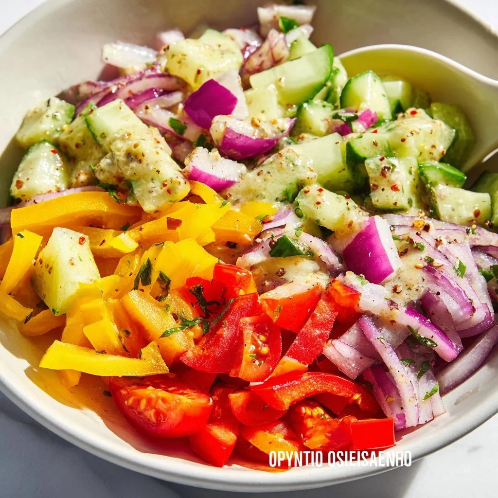 Chopped Vegetable Salad with Lemon-Garlic Dressing