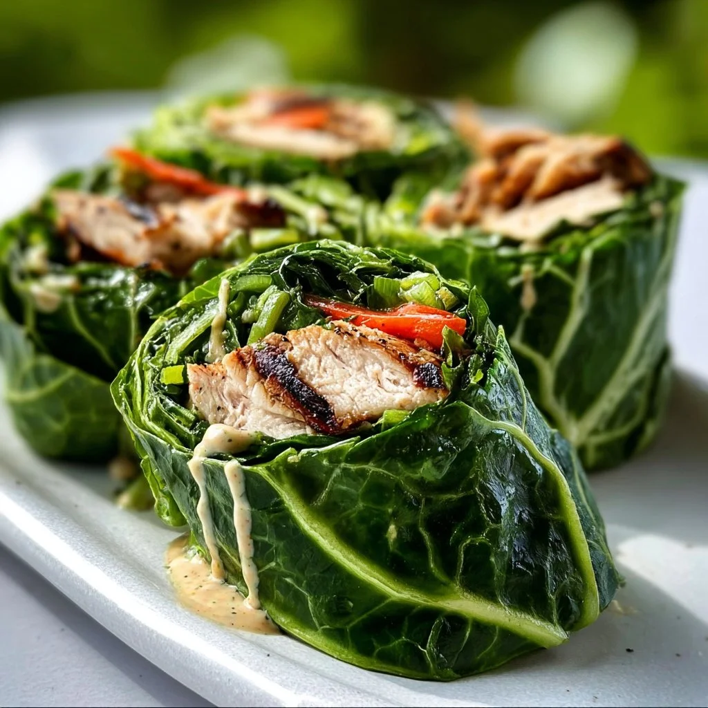 Collard Green Wraps with Grilled Chicken and Tahini
