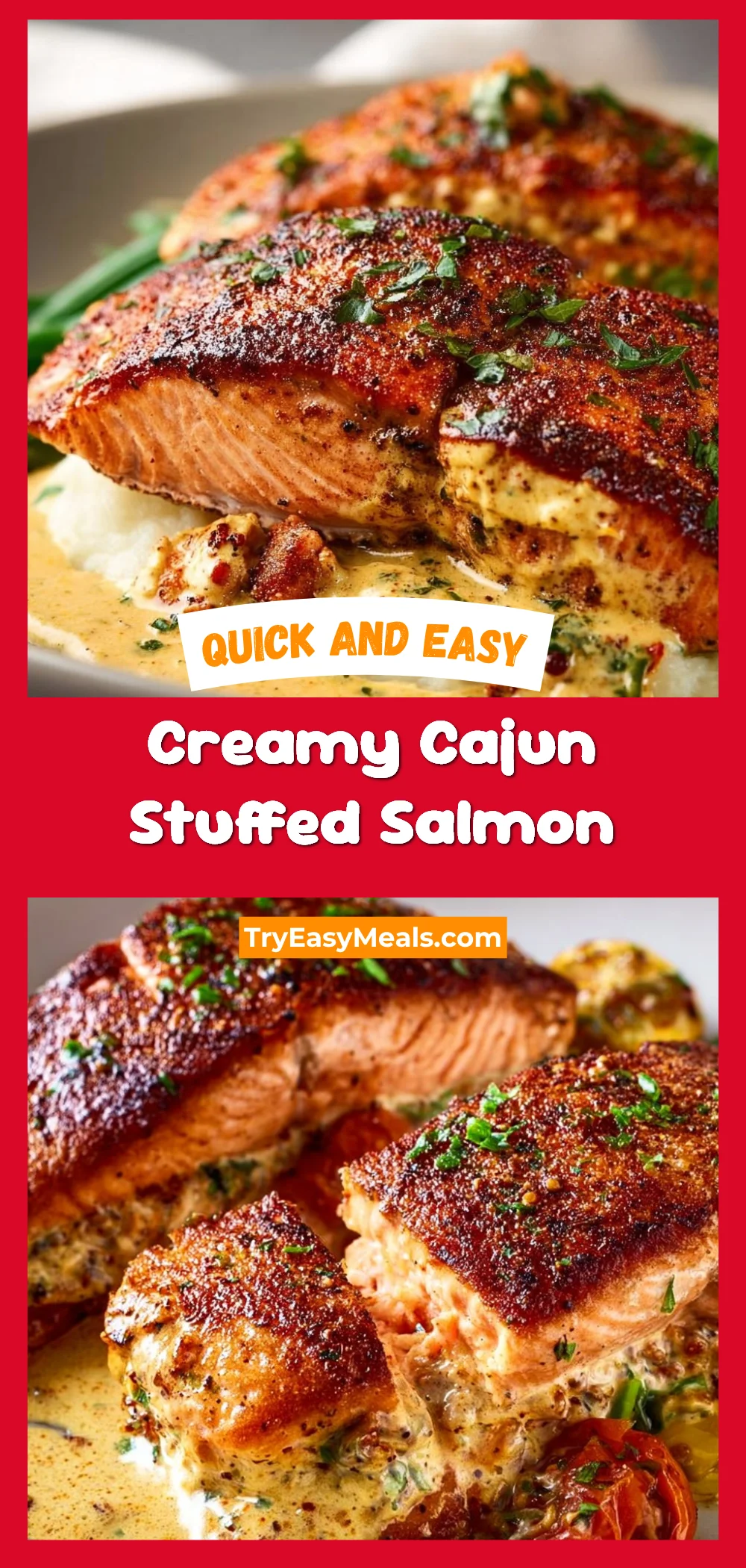 Creamy Cajun Stuffed Salmon