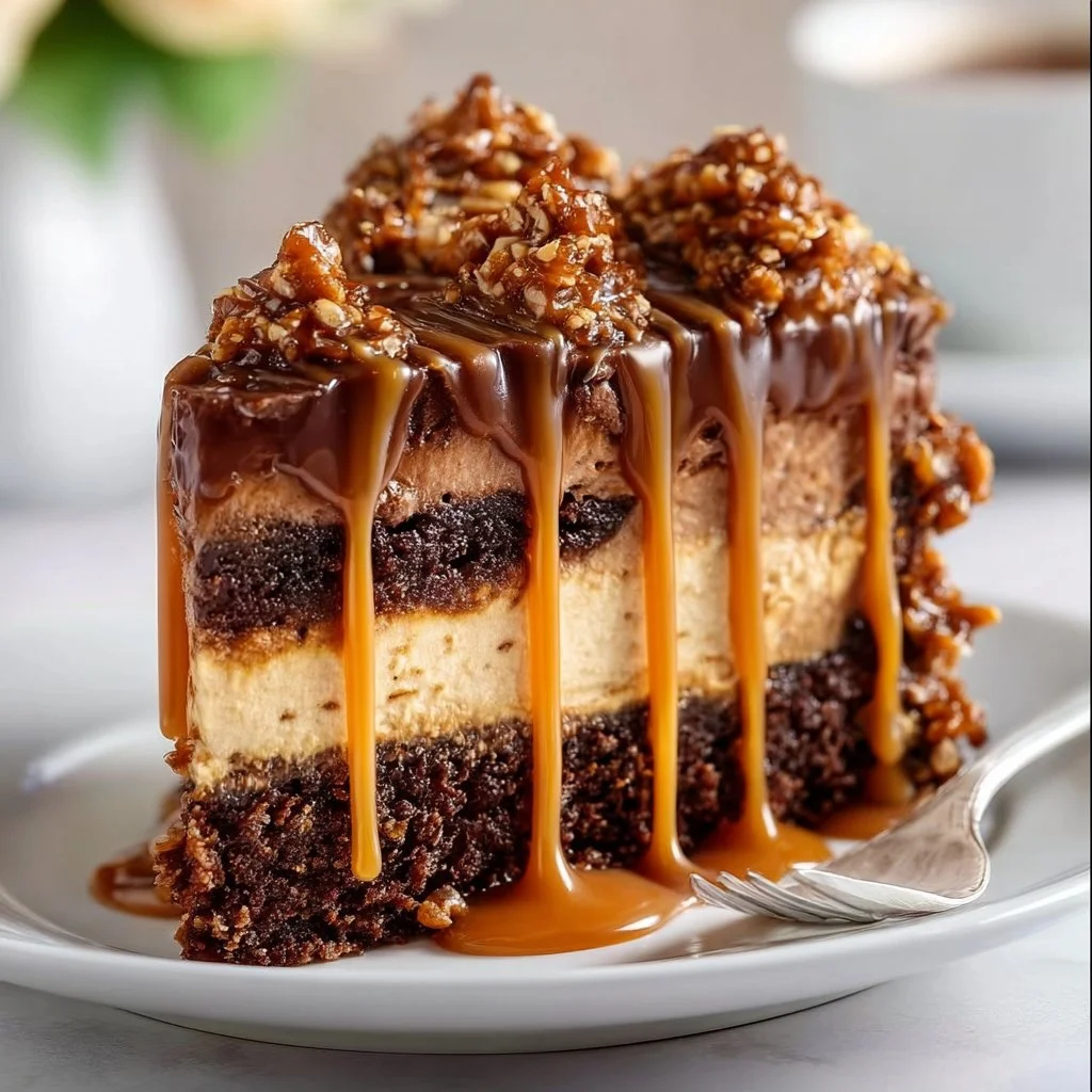 Creamy Chocolate Caramel Toffee Crunch Cake