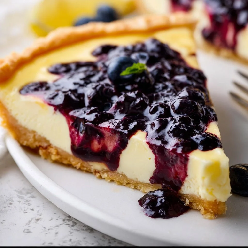 Creamy Lemon Tart with Blueberry Sauce