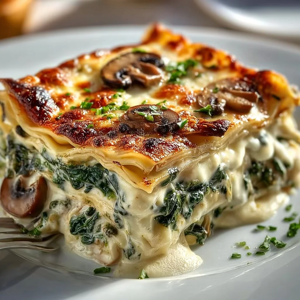 Creamy Spinach and Mushroom Lasagna