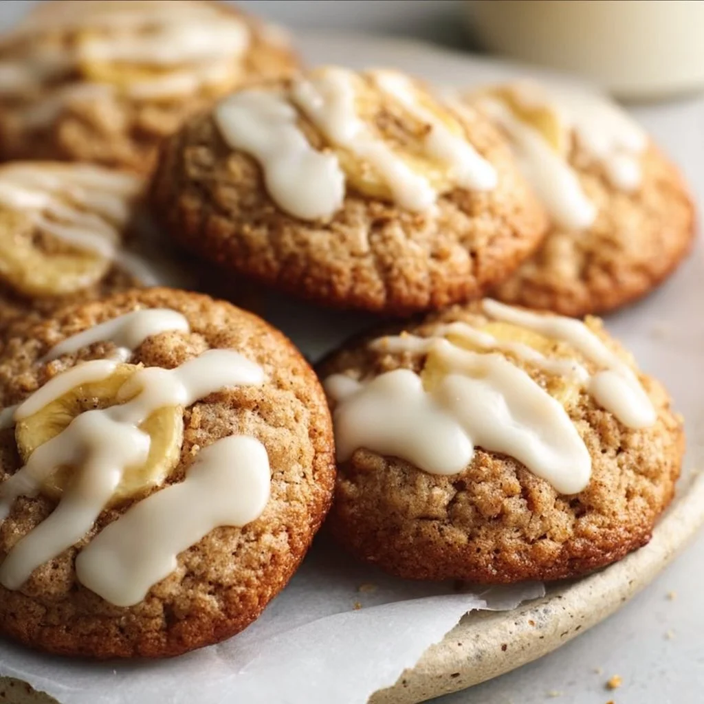 Crumbl Banana Bread Cookies with Cream Cheese Glaze