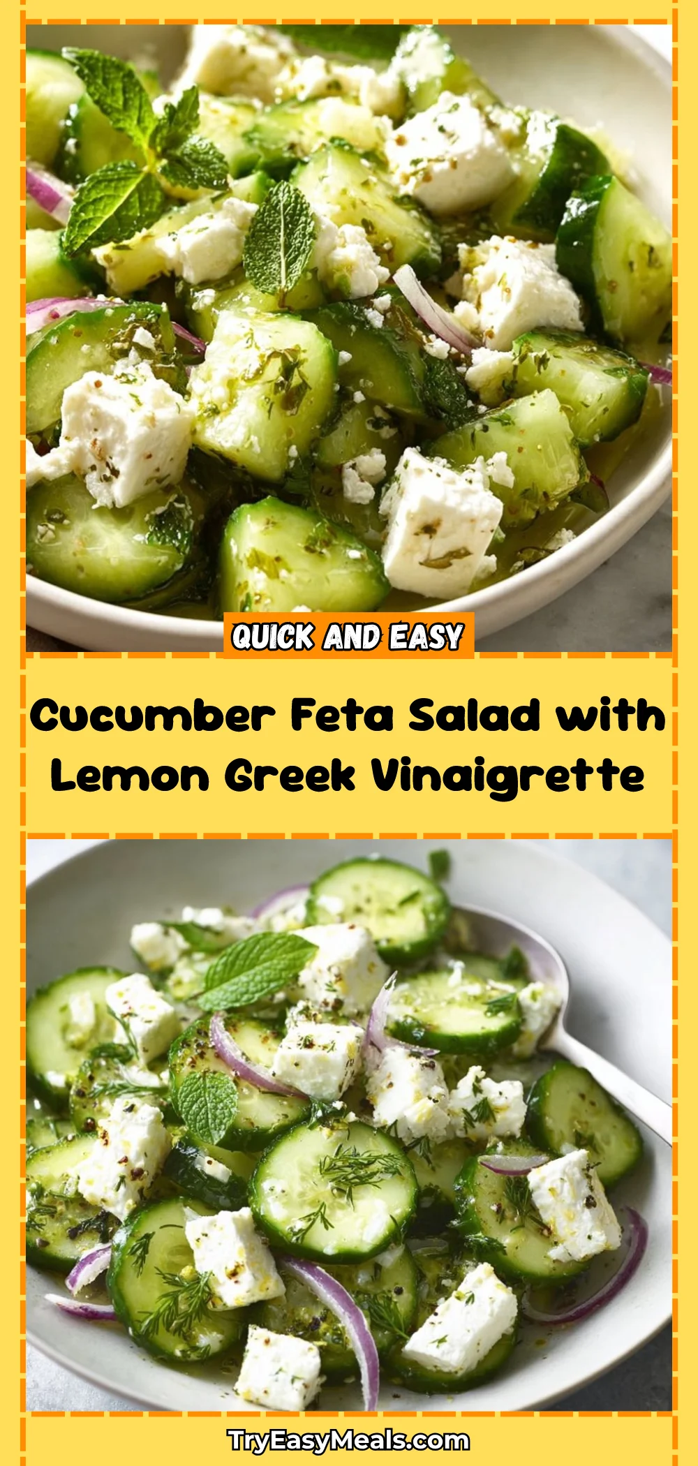 Cucumber Feta Salad with Lemon Greek Vinaigrette