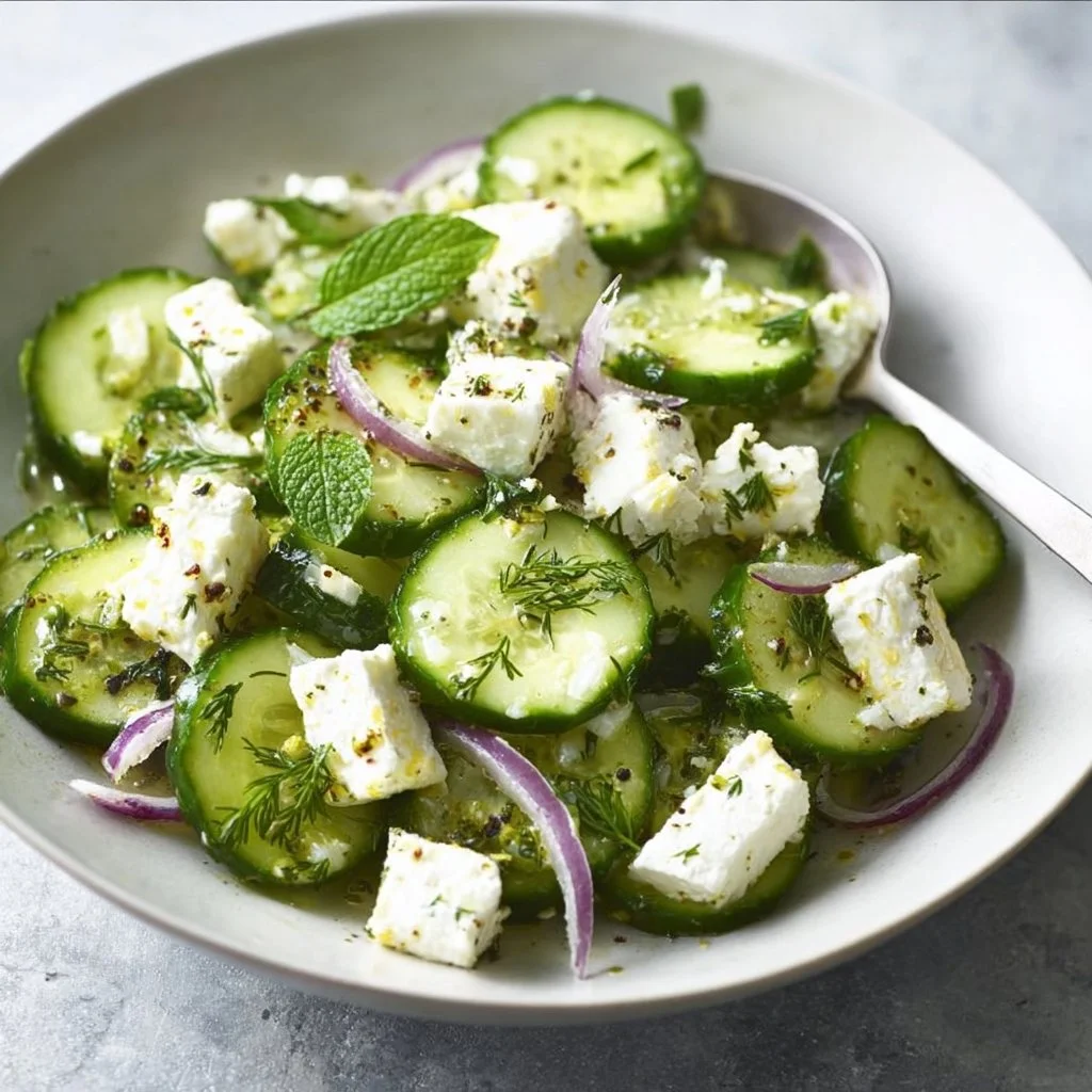 Cucumber Feta Salad with Lemon Greek Vinaigrette