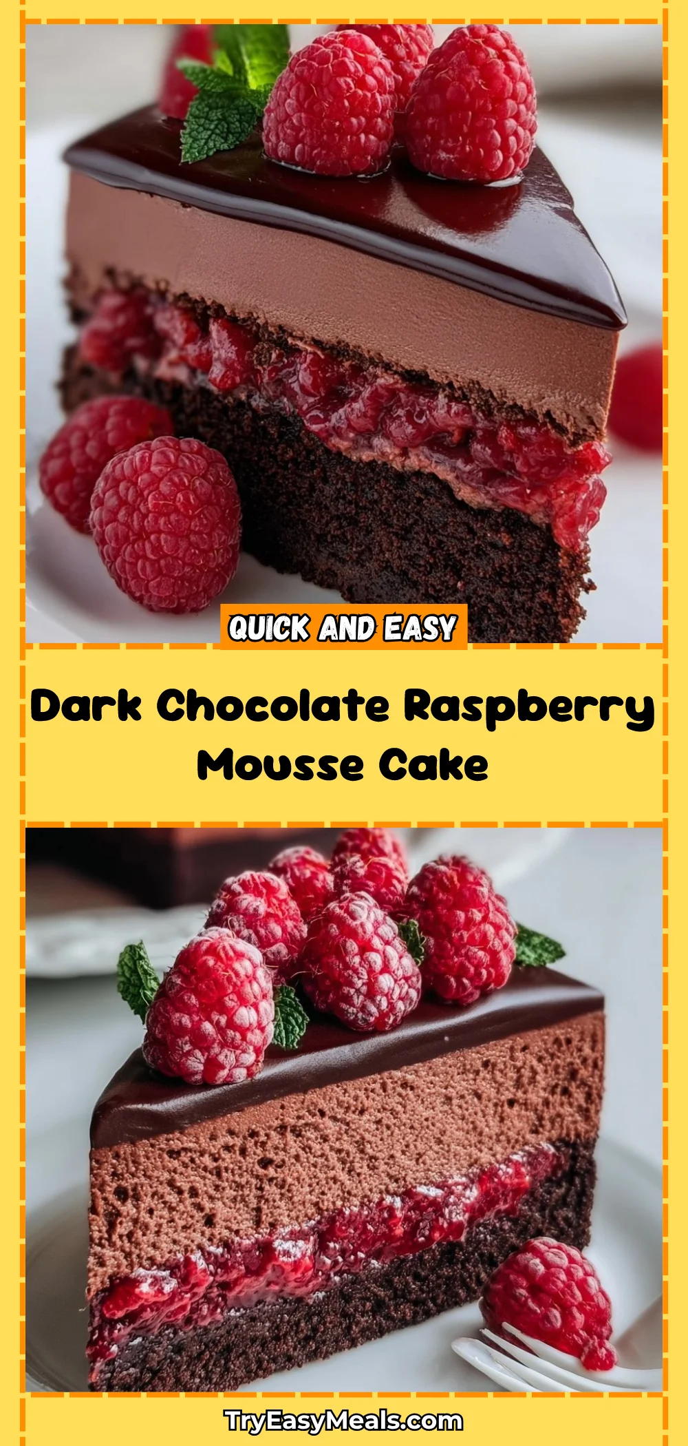 Dark Chocolate Raspberry Mousse Cake