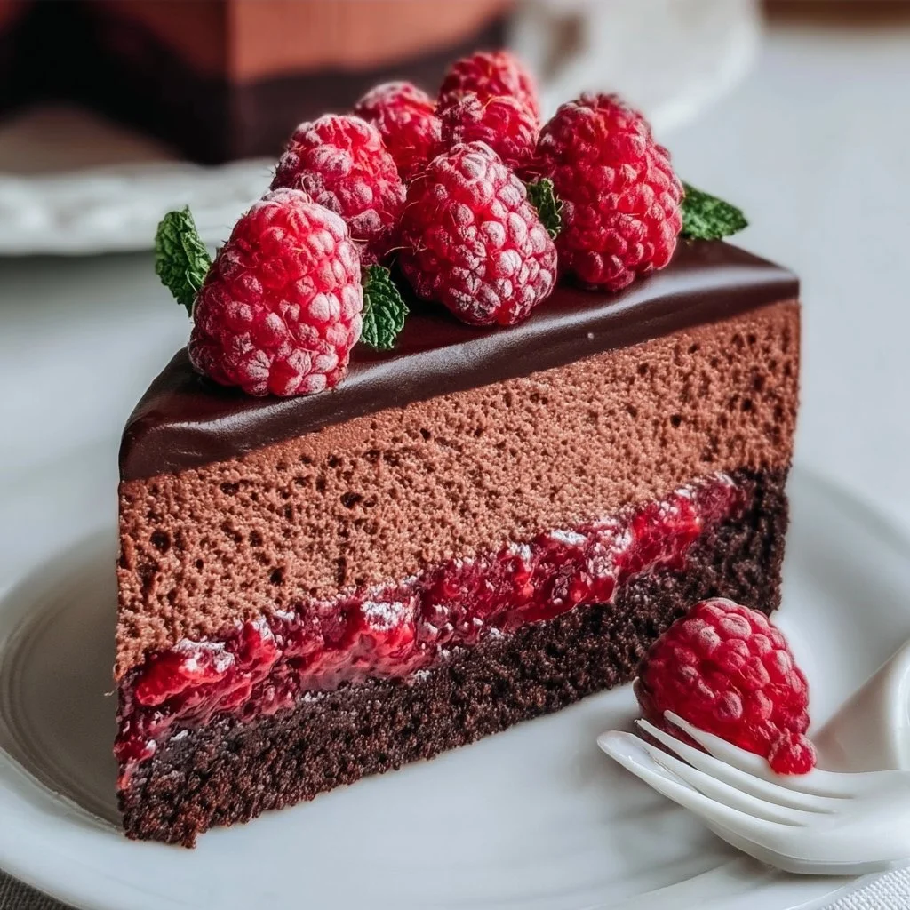 Dark Chocolate Raspberry Mousse Cake