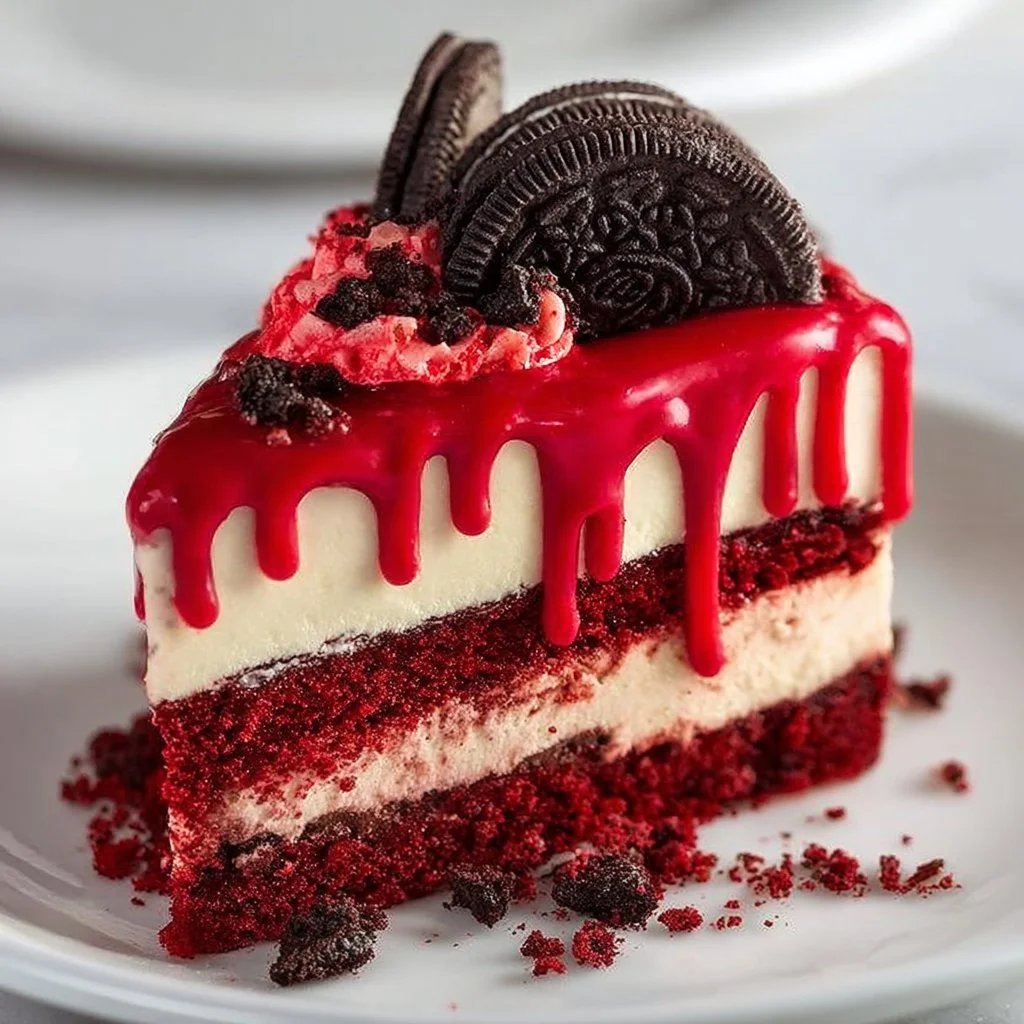 Decadent Oreo Red Velvet Cheesecake Drip Cake