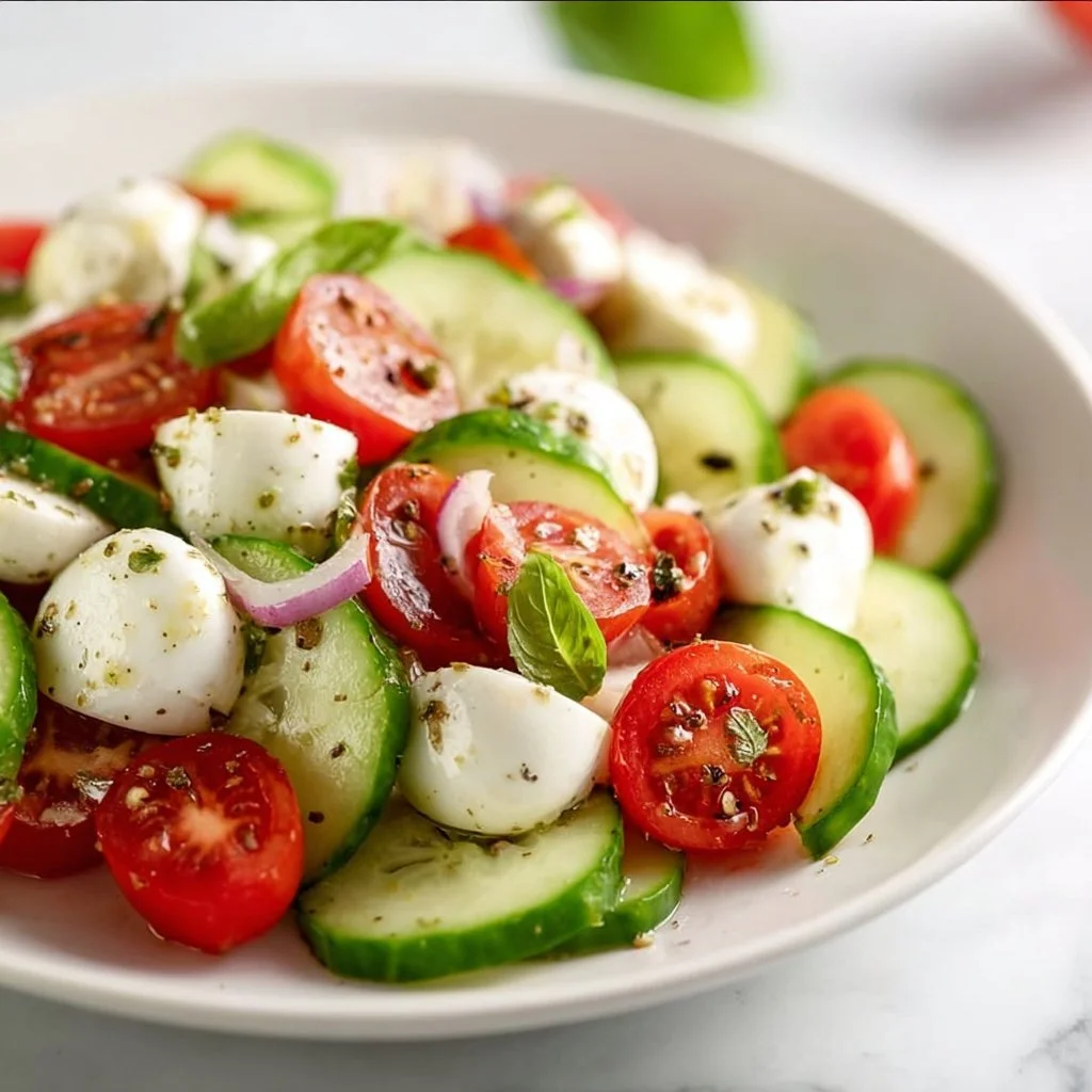 Juicy Cucumber Caprese Salad