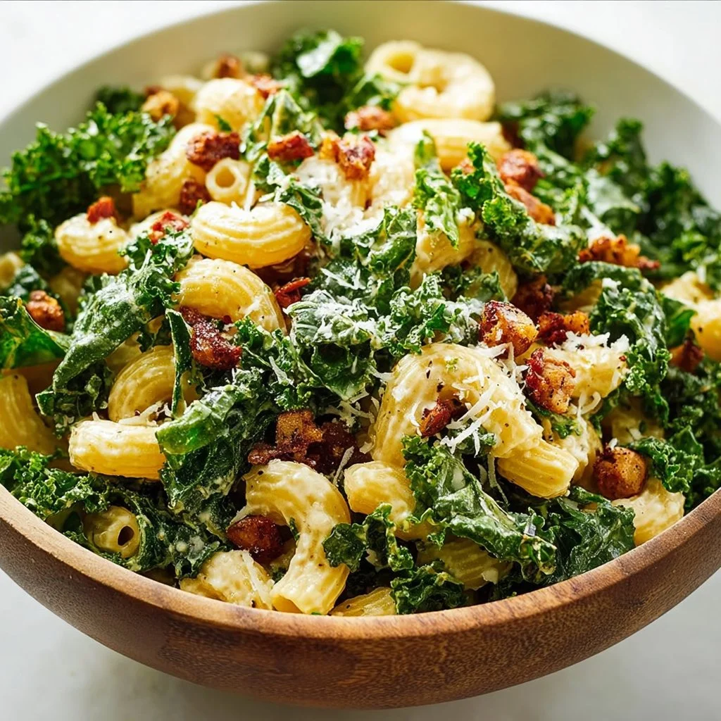 Kale Caesar Pasta Salad