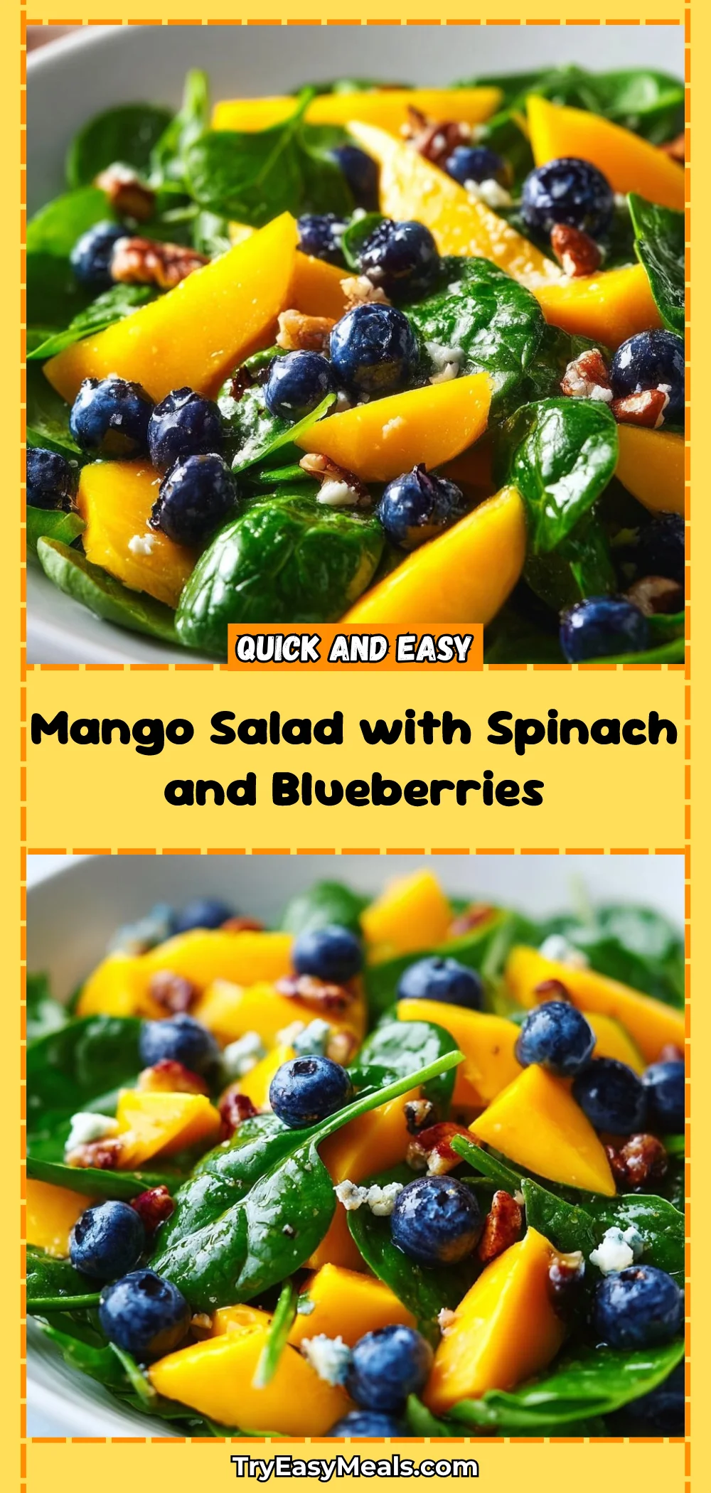Mango Salad with Spinach and Blueberries