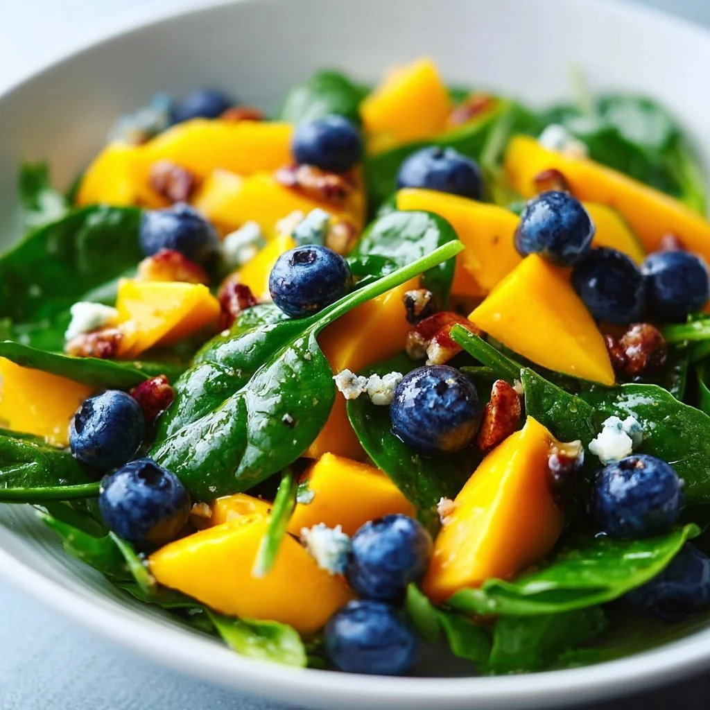 Mango Salad with Spinach and Blueberries