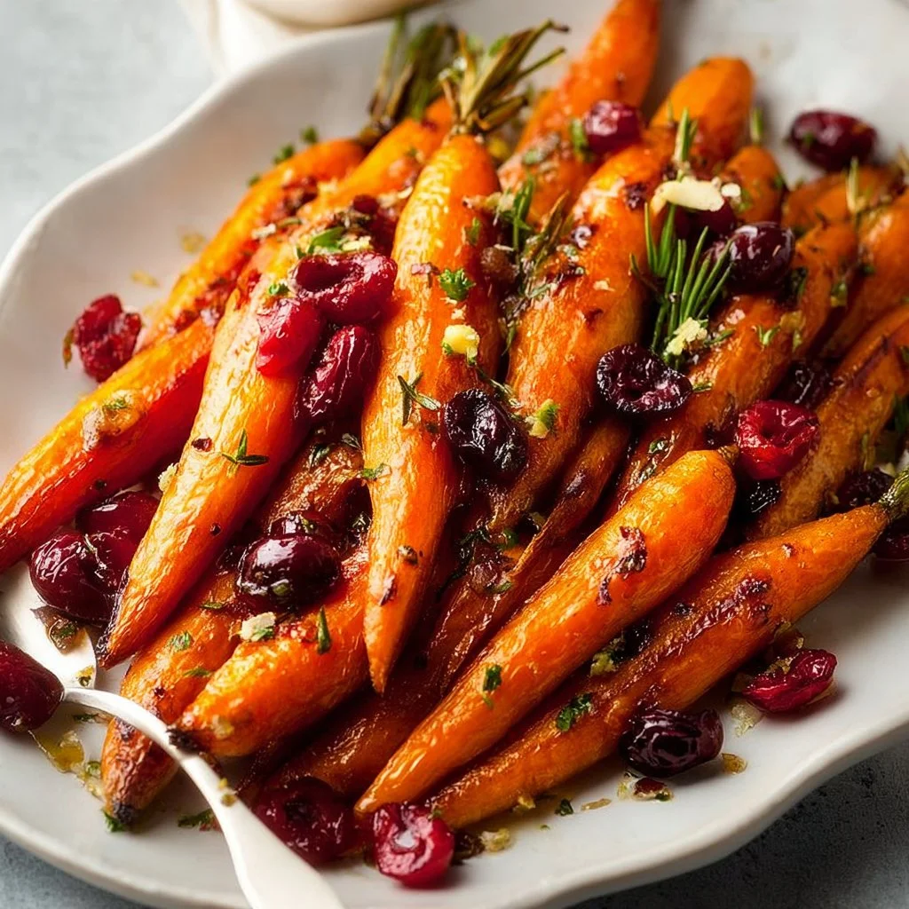Maple roasted carrots with cranberries