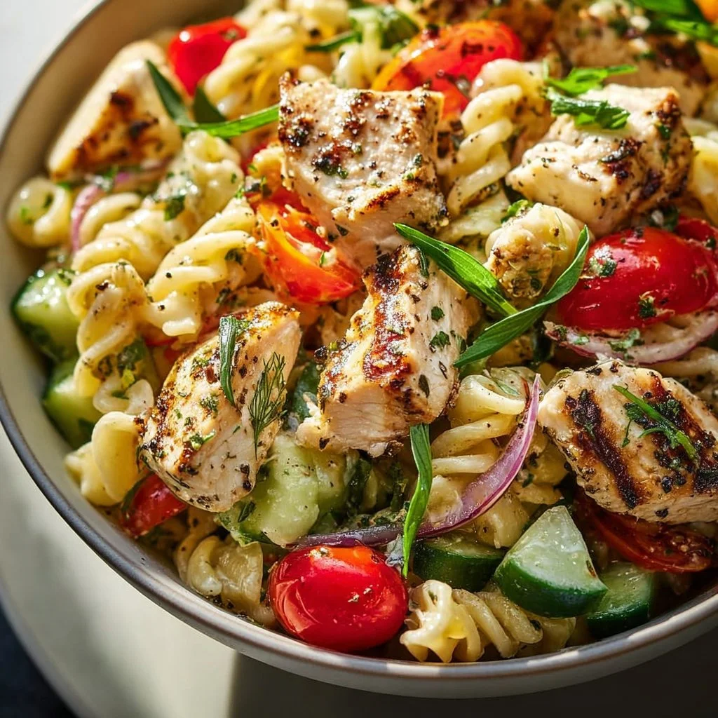 Mediterranean Chicken Pasta Salad