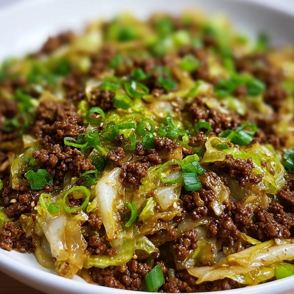 Low-Carb Mongolian Ground Beef and Cabbage