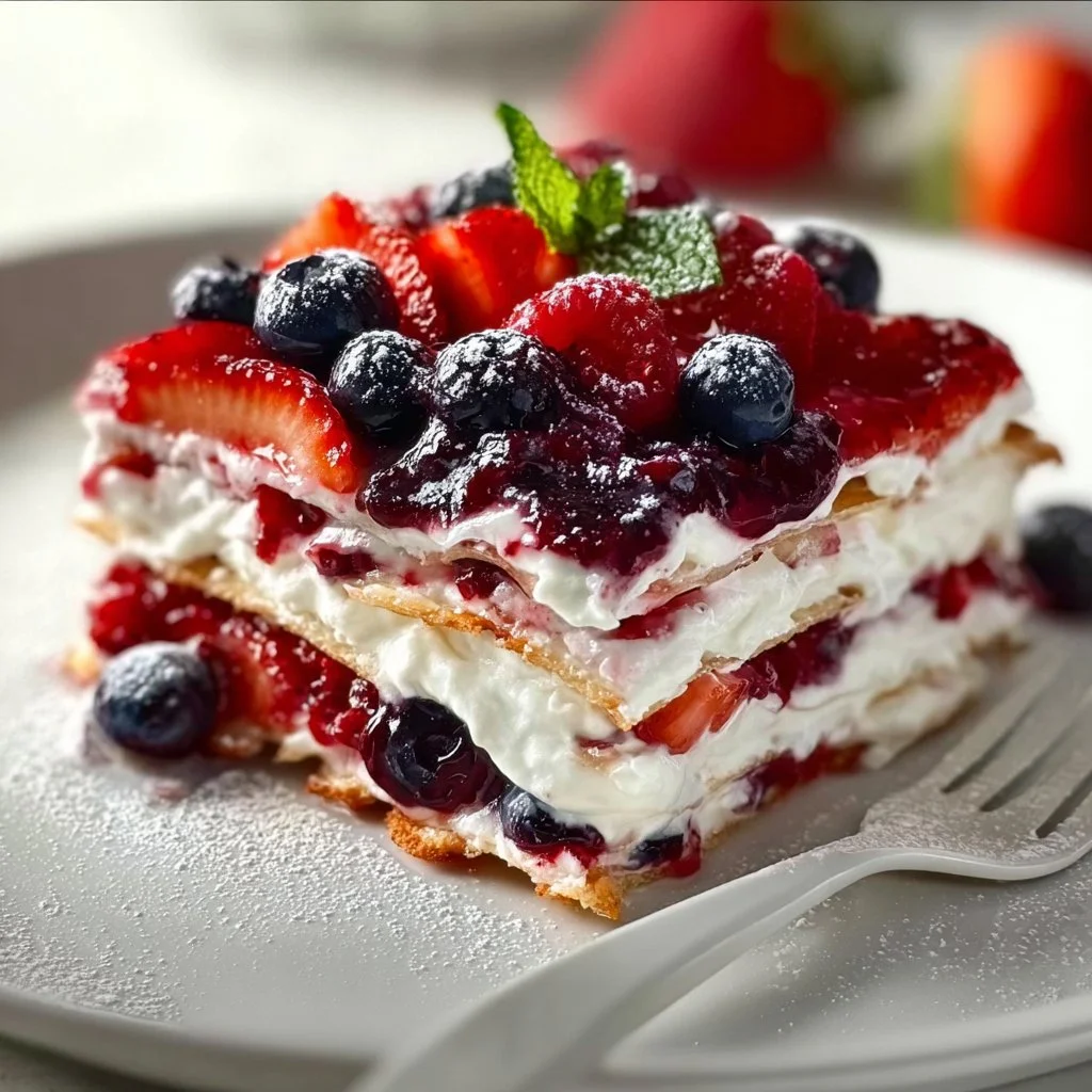 No Bake Summer Berry Lasagna