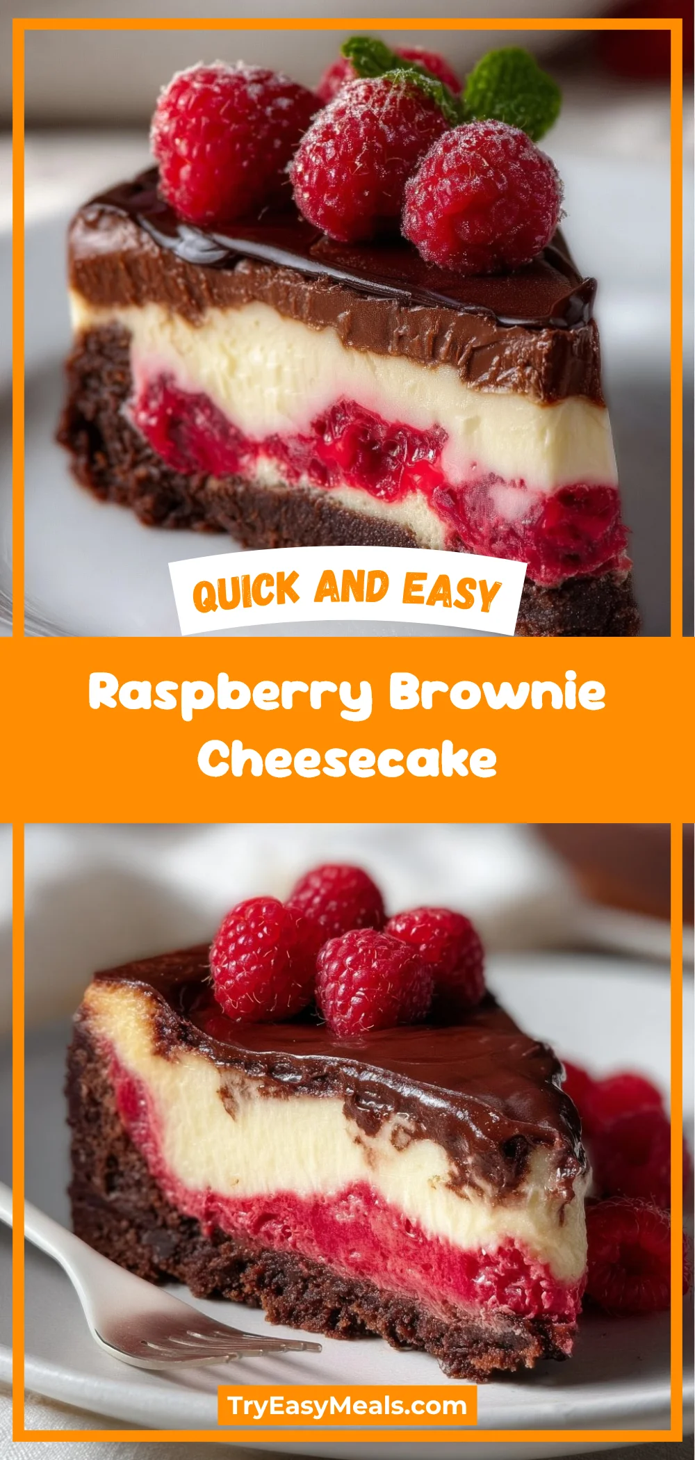 Raspberry Brownie Cheesecake