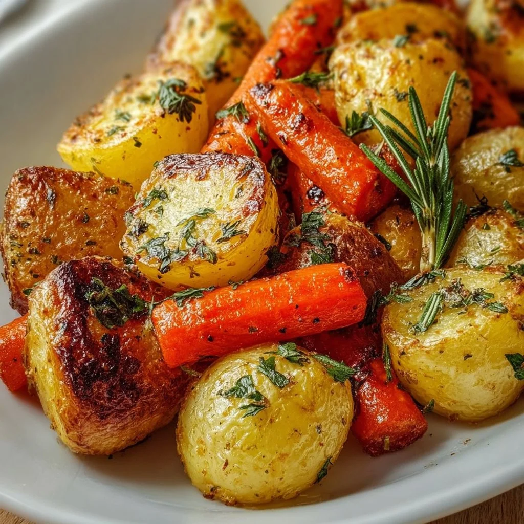 Roasted Potatoes Carrots Herbs