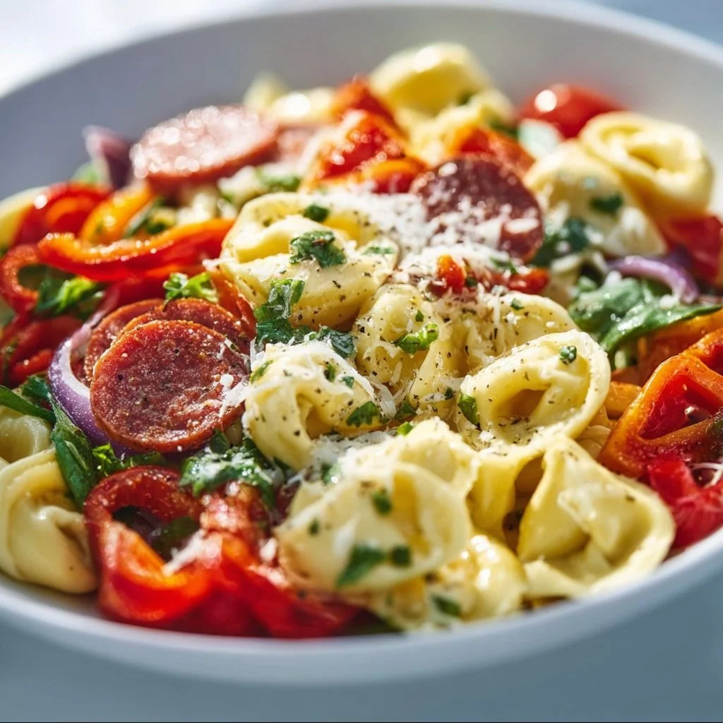 Roasted Red Pepper and Parmesan Tortellini Salad
