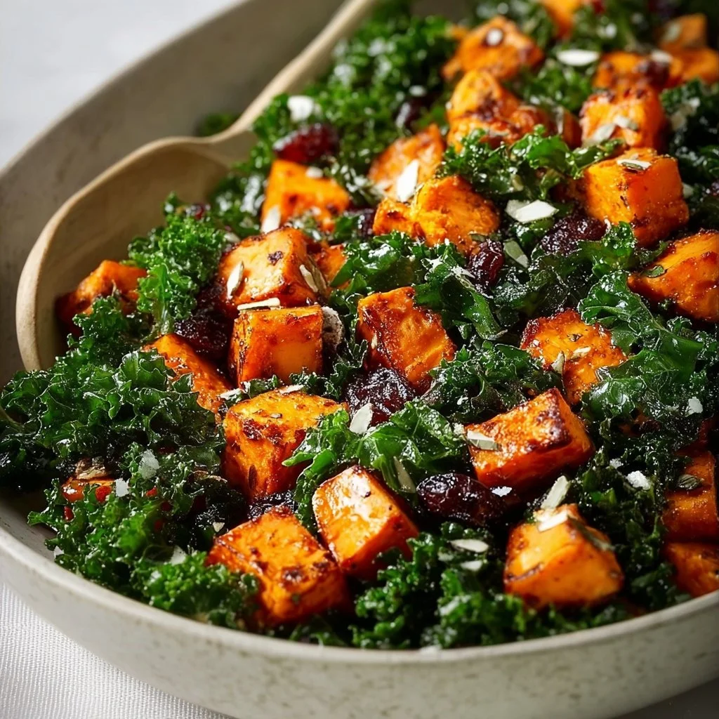 Roasted Sweet Potato Kale Salad