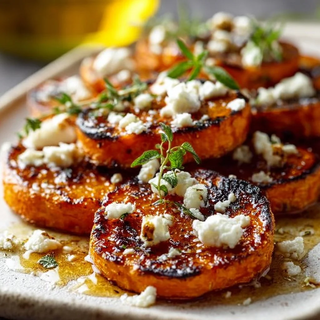 Roasted Sweet Potato Rounds with Honey & Feta