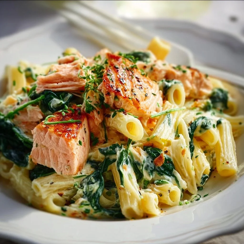 Quick Salmon & Spinach Pasta