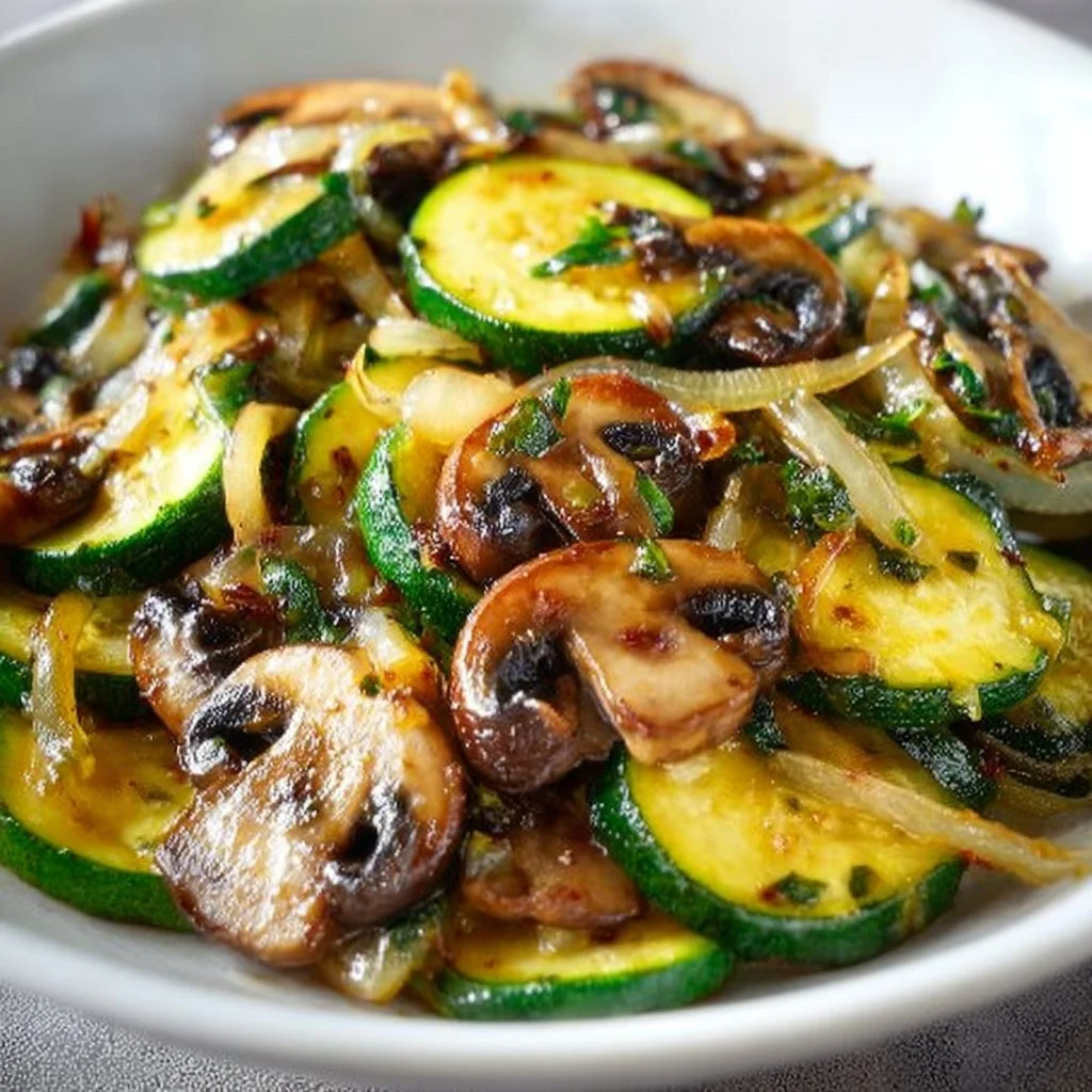 Sauteed Zucchini Mushrooms and Onions