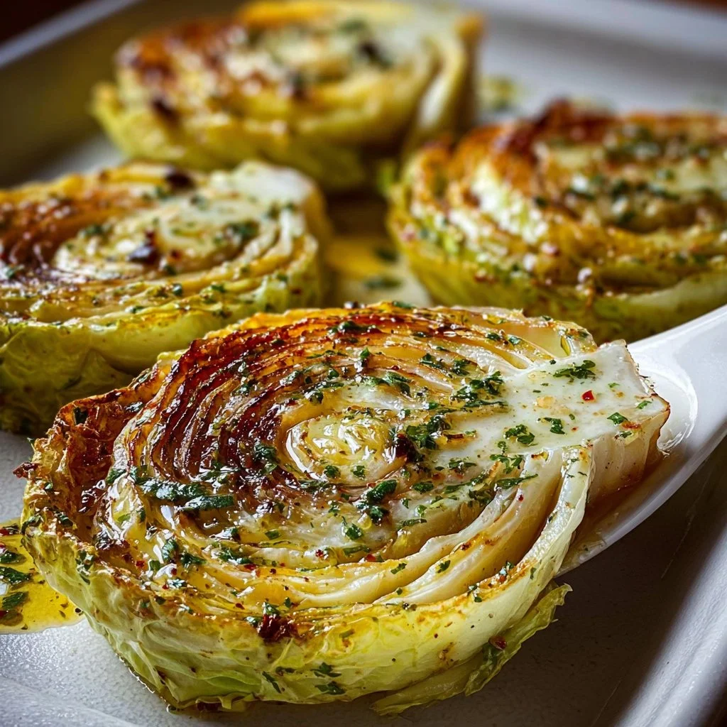 Savory Garlic Butter Roasted Cabbage Steaks