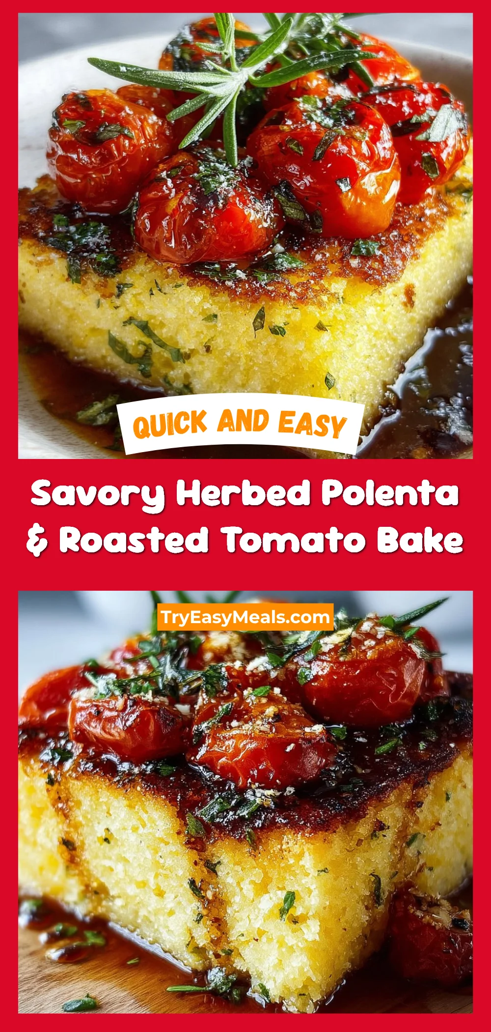Savory Herbed Polenta & Roasted Tomato Bake