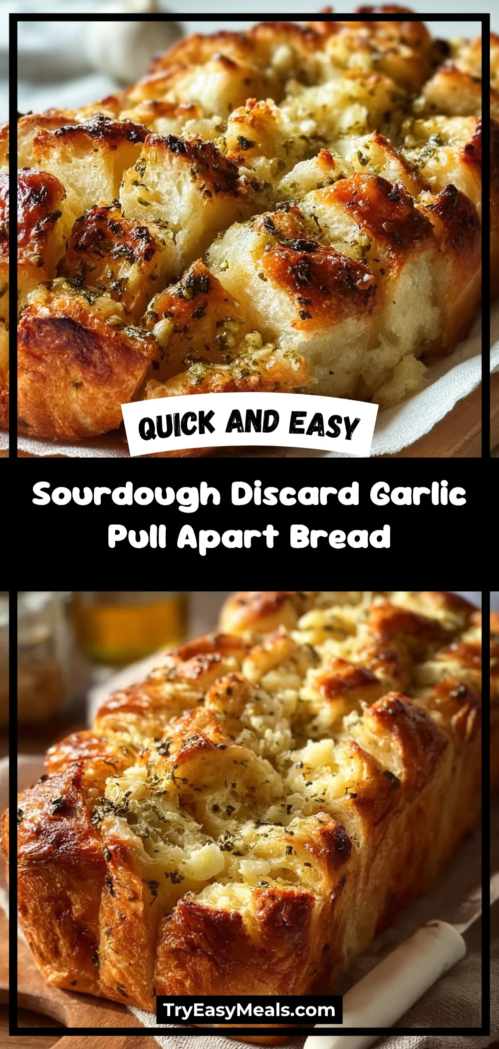 Sourdough Discard Garlic Pull Apart Bread