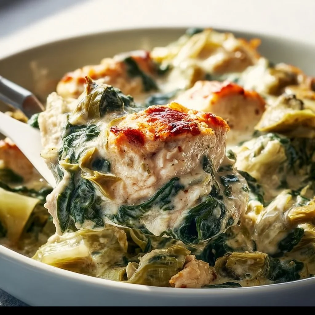 High-Protein Spinach and Artichoke Chicken Casserole
